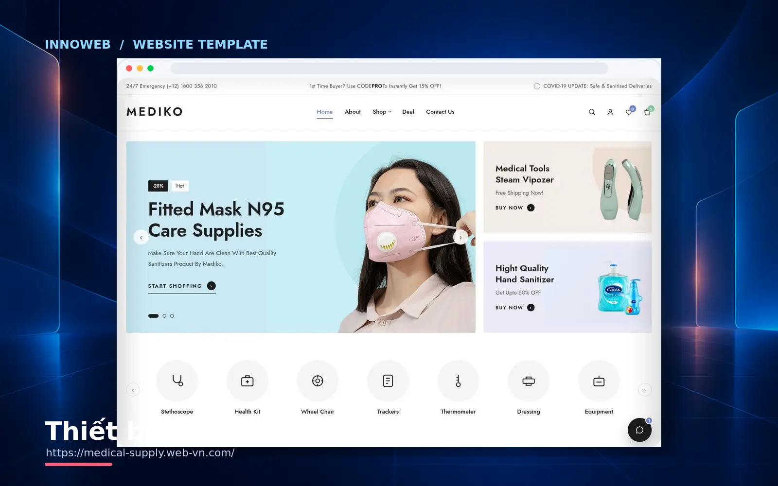 Mẫu website Mediko Medical — Thiết bị y tế