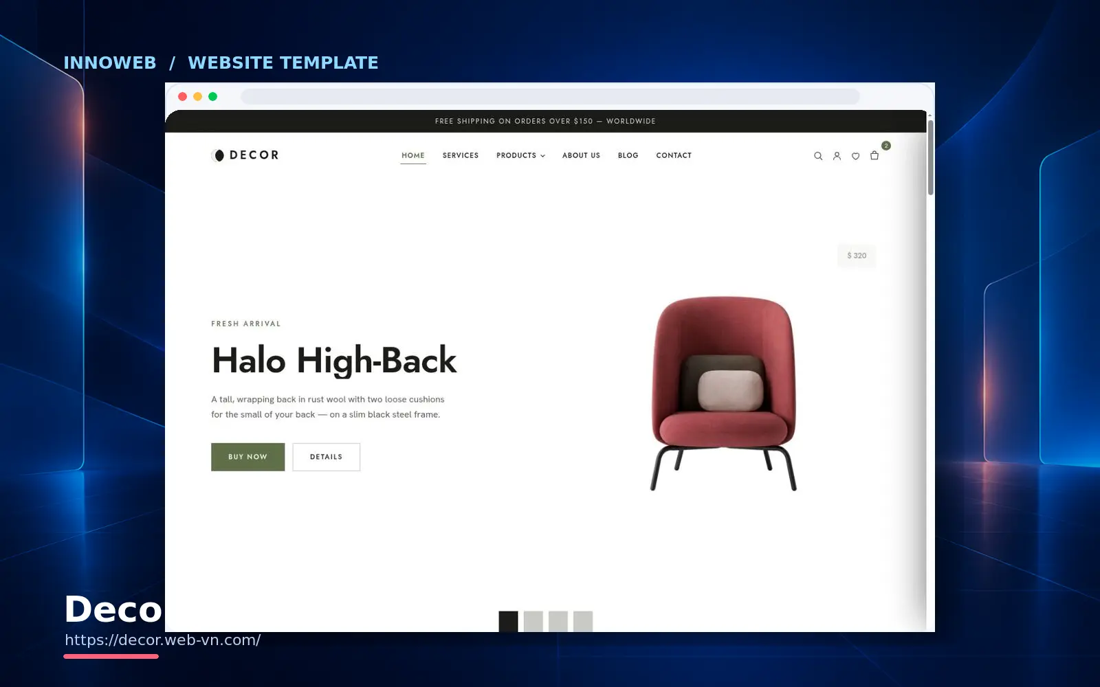 Mẫu website Halo Interior — Nội thất