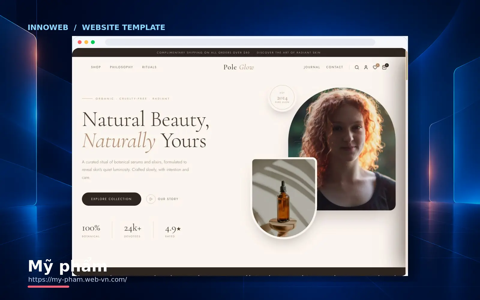 Giao diện trang chủ mẫu website spa & làm đẹp Mỹ phẩm