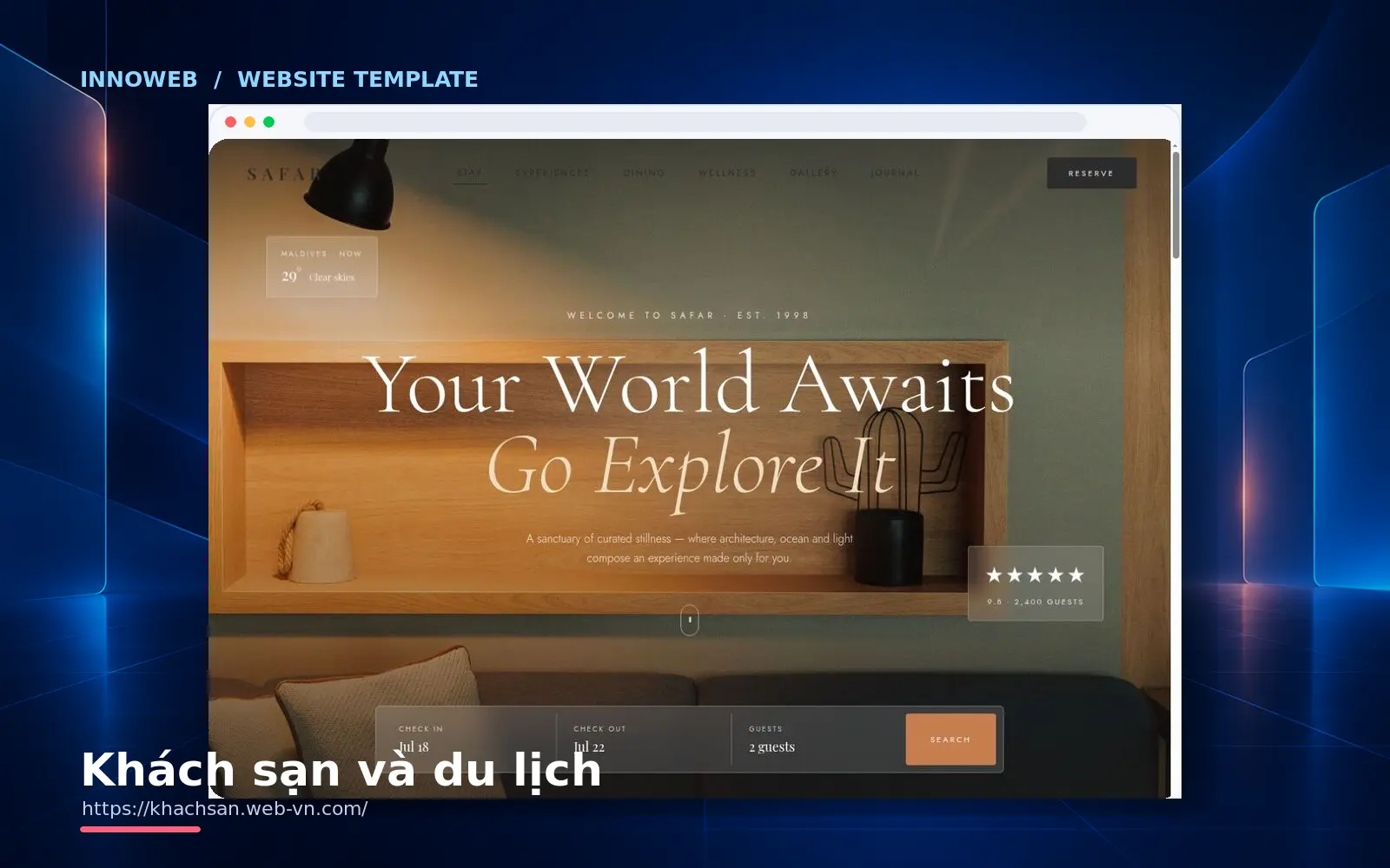 Mẫu website Khách sạn — ngành du lịch