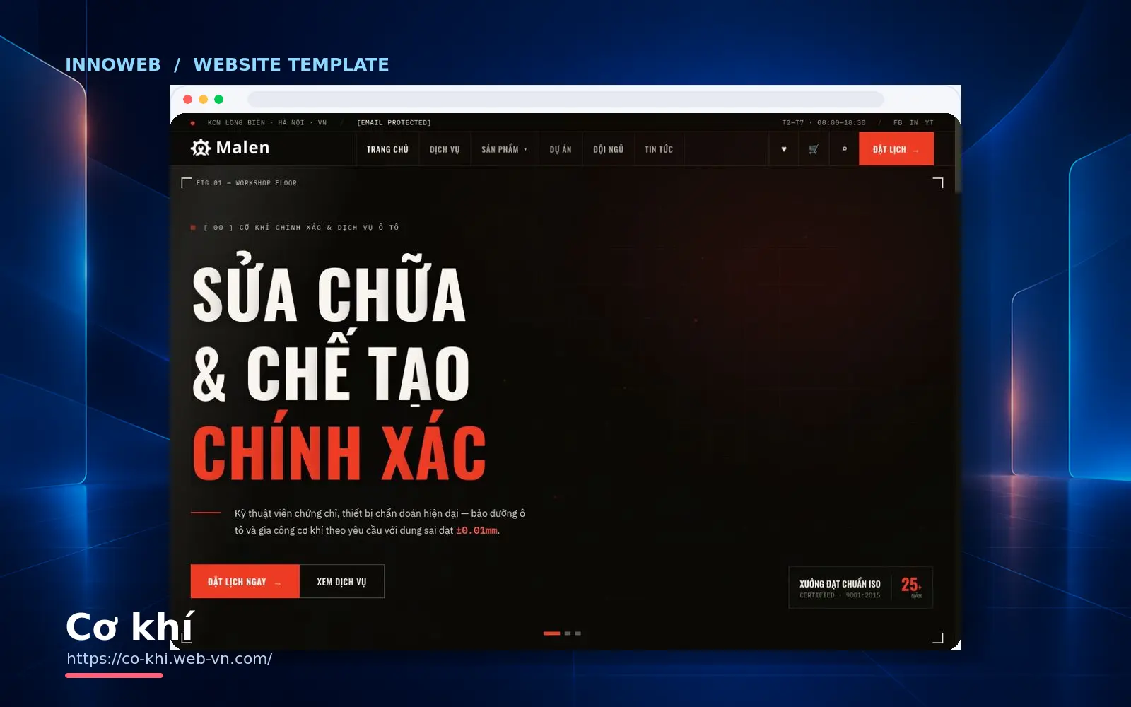 Mẫu website Ironworks — ngành sản xuất