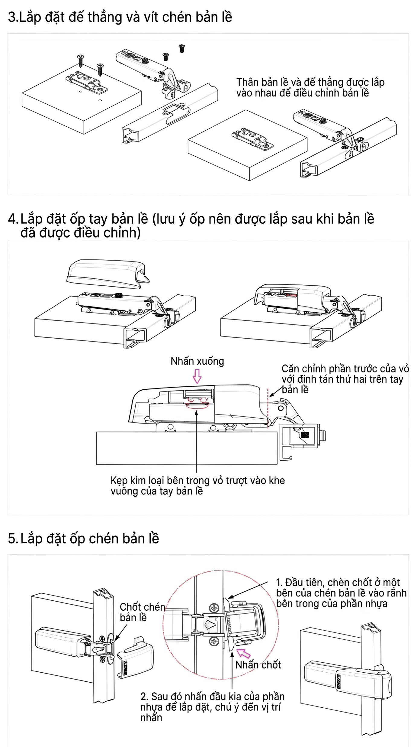 Bản Lề Đế Line K4P Nắp Chụp Racer Cho Khung Nhôm