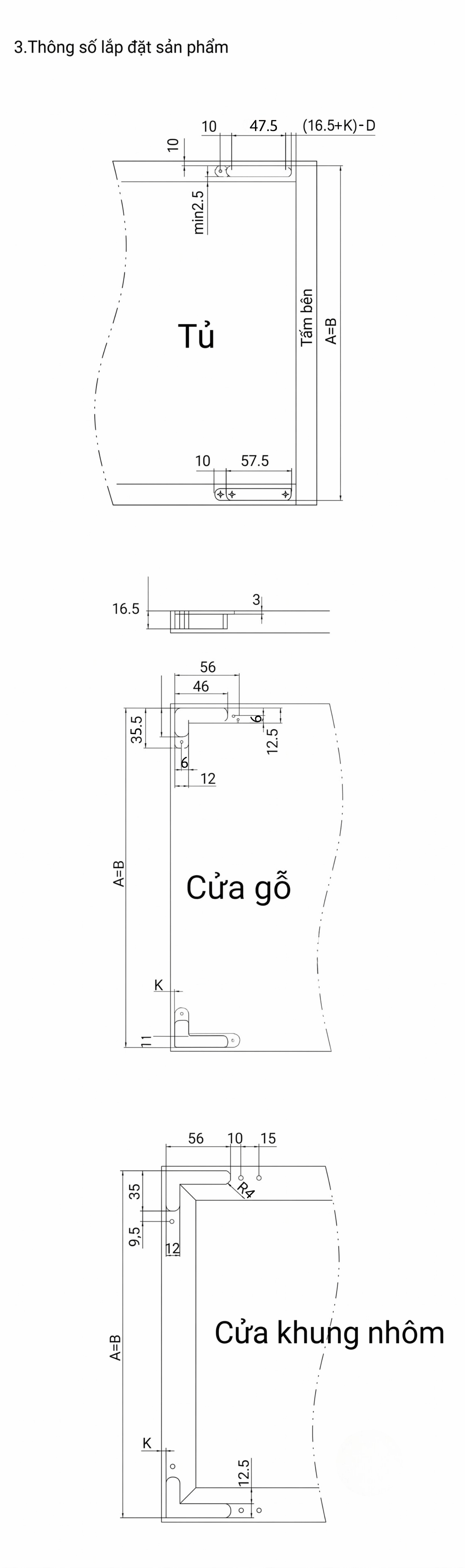 Bản Lề Âm T1 Tải Nặng