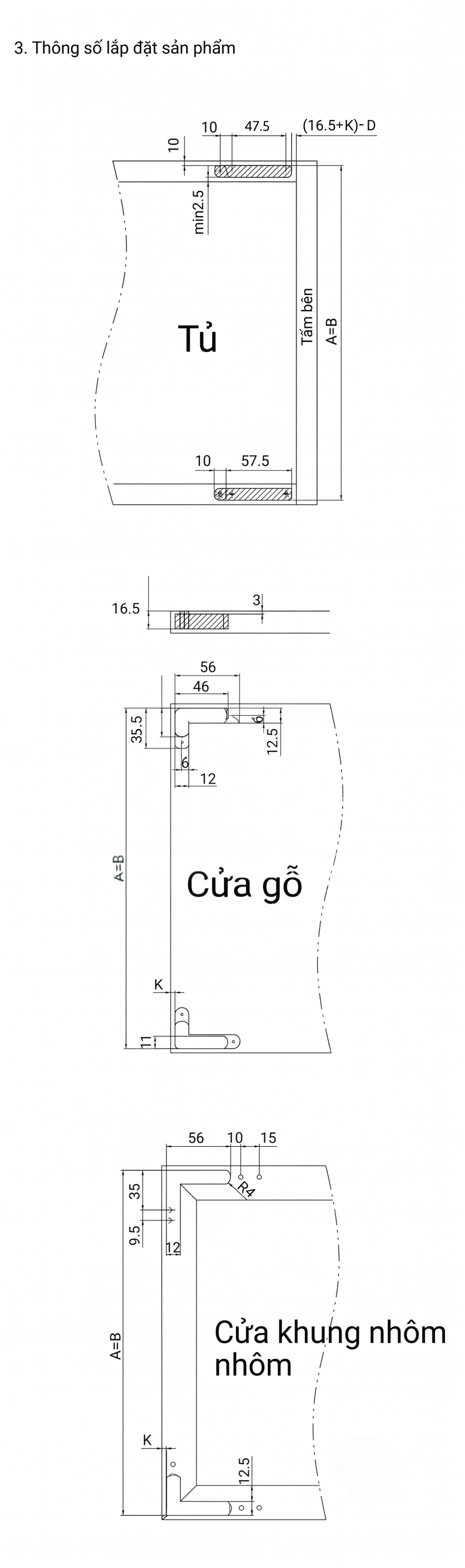 Bản Lề Âm T2 Tải Nhẹ