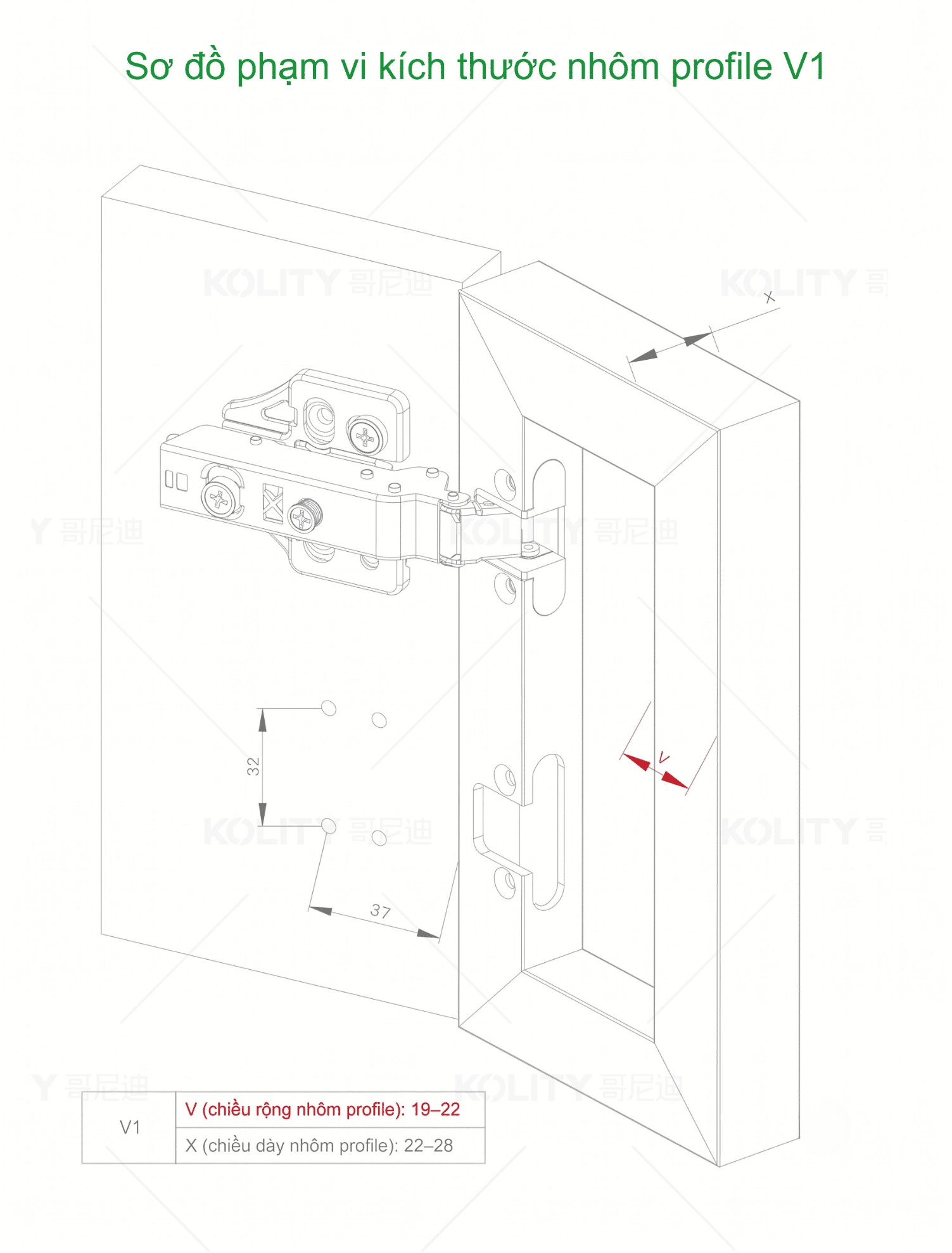 Bản Lề Khung Nhôm Dày K62-LKH-V1