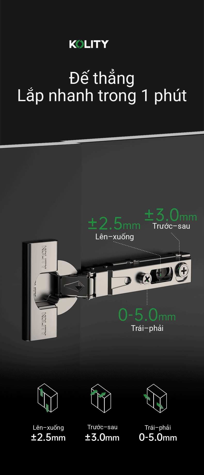 Bản Lề Đế Line 2.0 K63PD Titanium