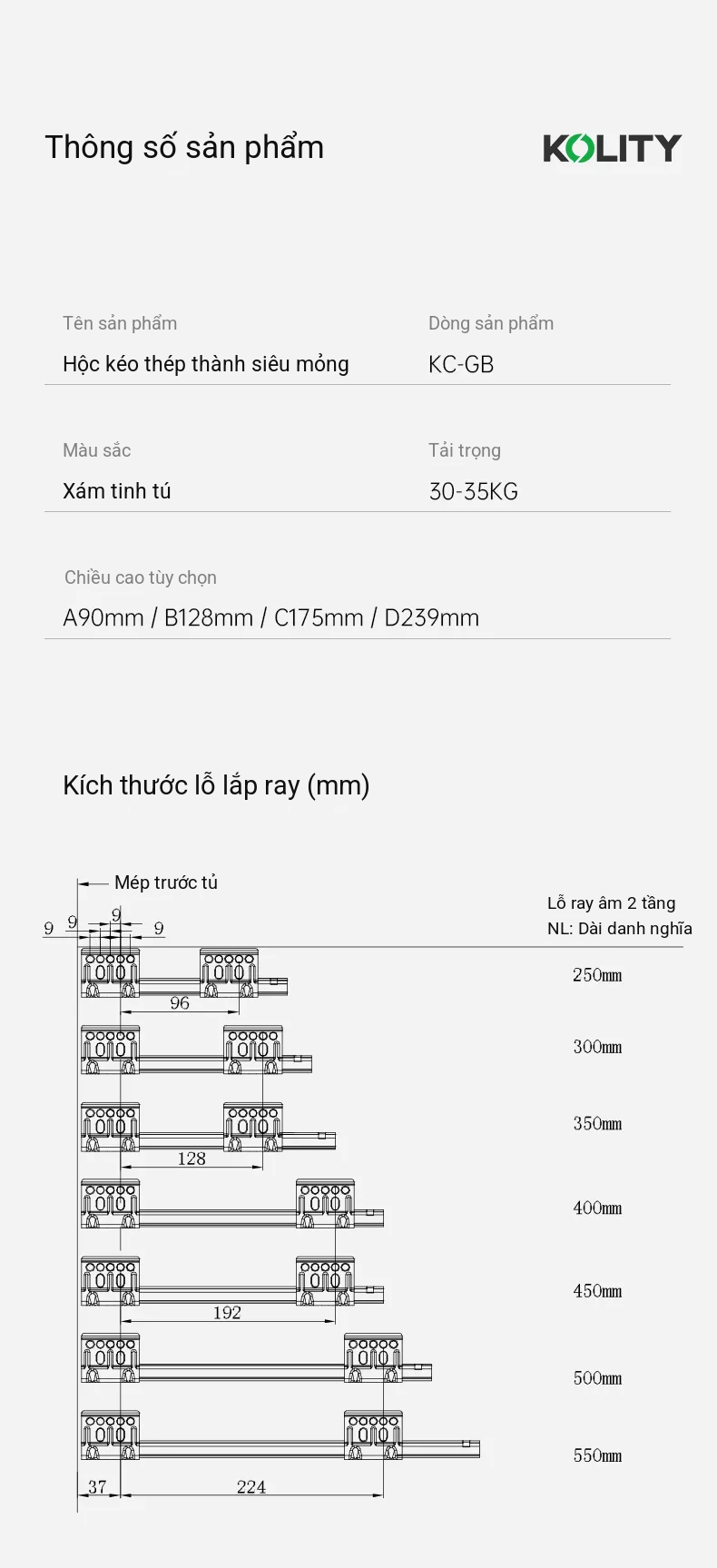 Hệ Thống Ray Hộp Slim 2.0 Kolity KC-GB