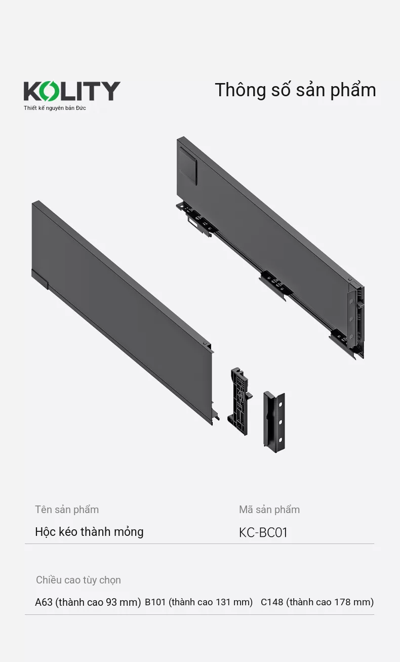 Hệ Thống Ray Hộp Slim Kolity KC-BC