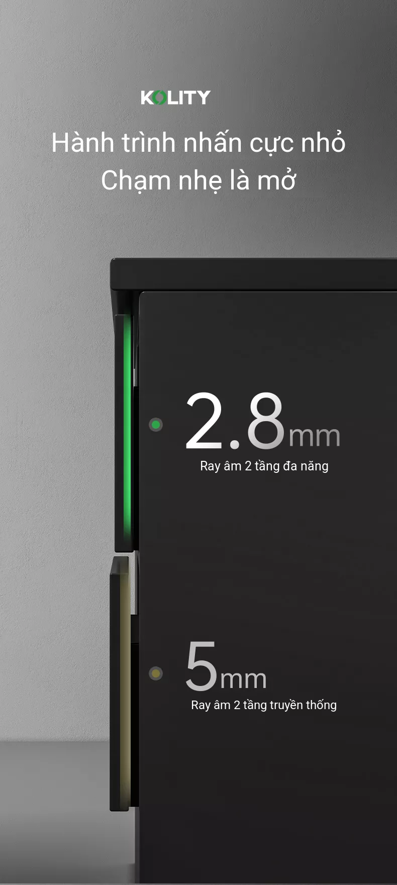 Ray Âm Nhấn Mở Slim KY2 2 Tầng Mở Toàn Phần