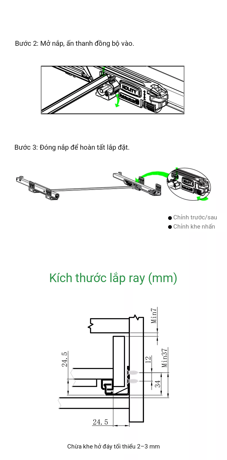 Ray Âm Nhấn Mở Slim KY2 2 Tầng Mở Toàn Phần