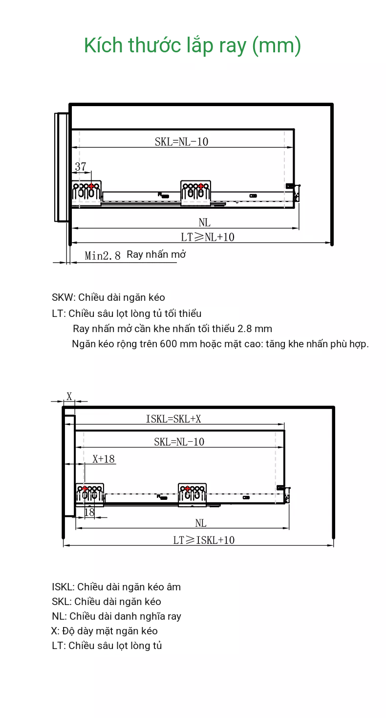 Ray Âm Nhấn Mở Slim KY2 2 Tầng Mở Toàn Phần
