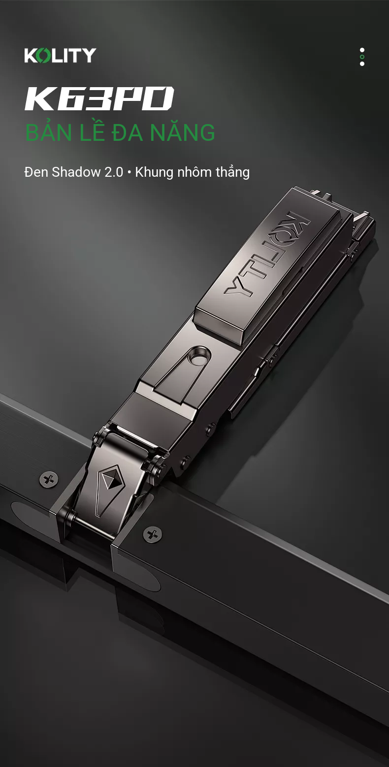 Bản Lề Đế Line 2.0 K63PD Titanium Cho Khung Nhôm