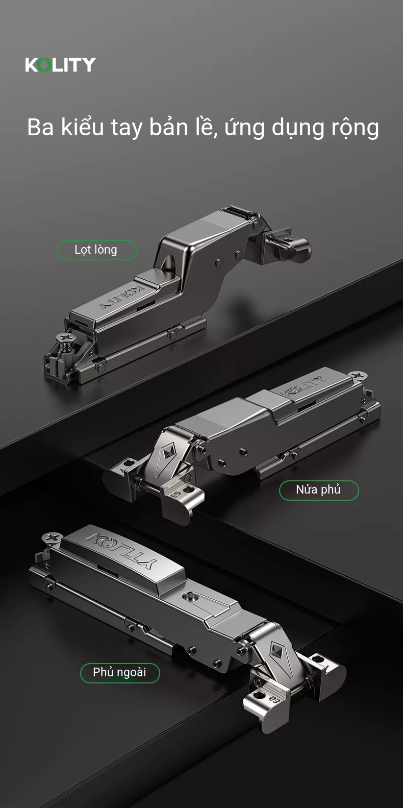 Bản Lề Đế Line 2.0 K63PD Titanium Cho Khung Nhôm