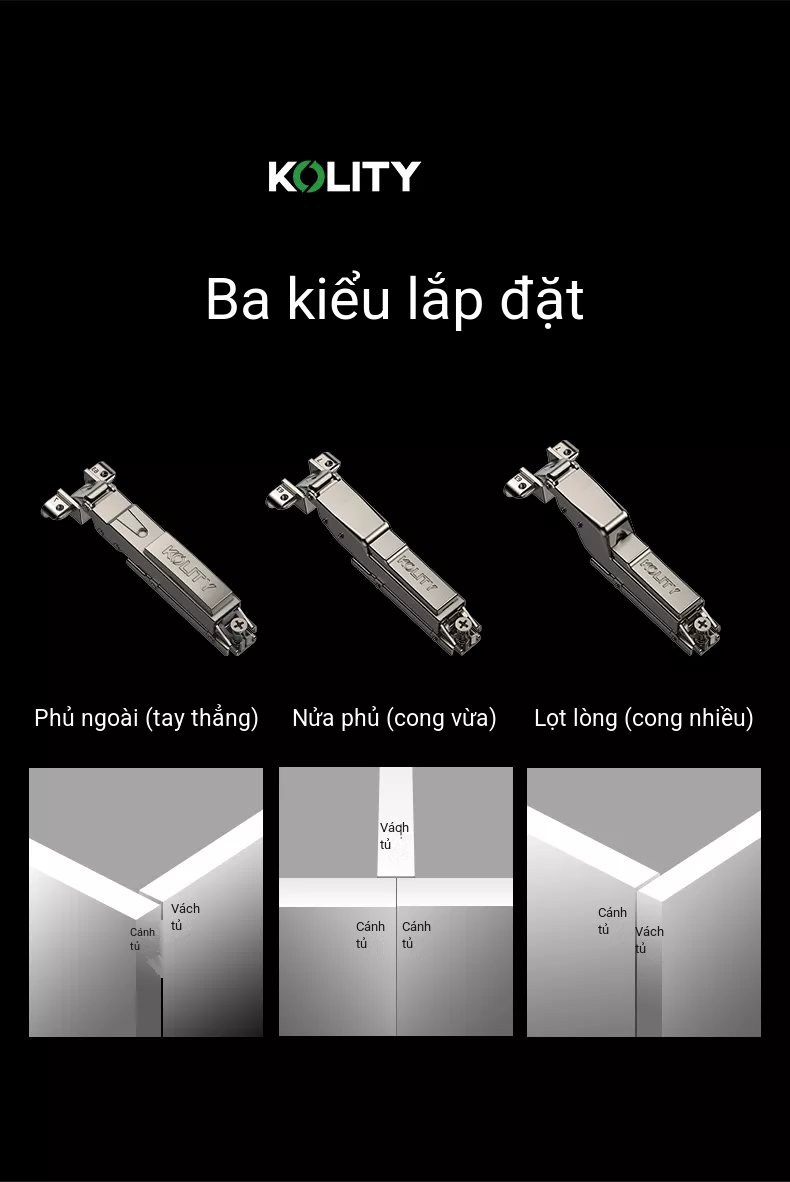 Bản Lề Đế Line 2.0 K63PD Titanium Cho Khung Nhôm