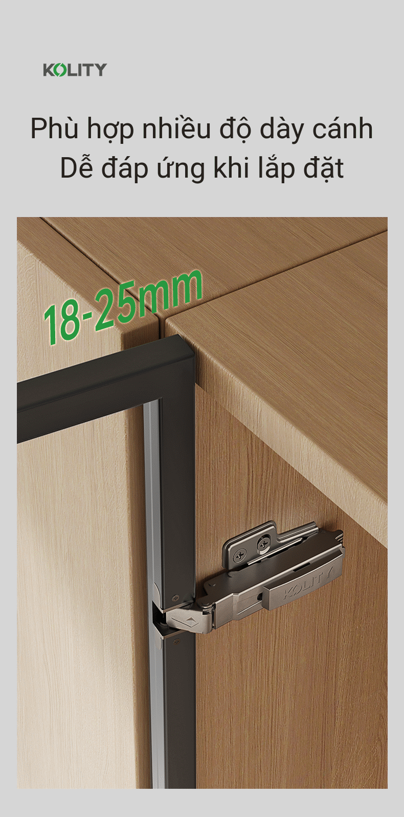 Bản Lề Giảm Chấn K63LK Titanium Cho Khung Nhôm