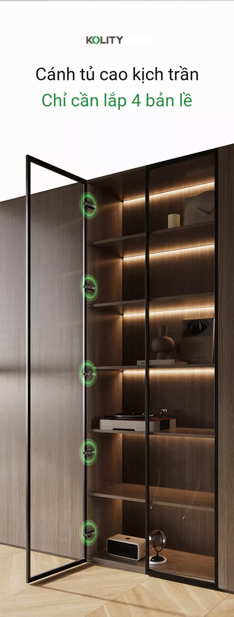 Bản Lề Giảm Chấn K63LK Titanium Cho Khung Nhôm