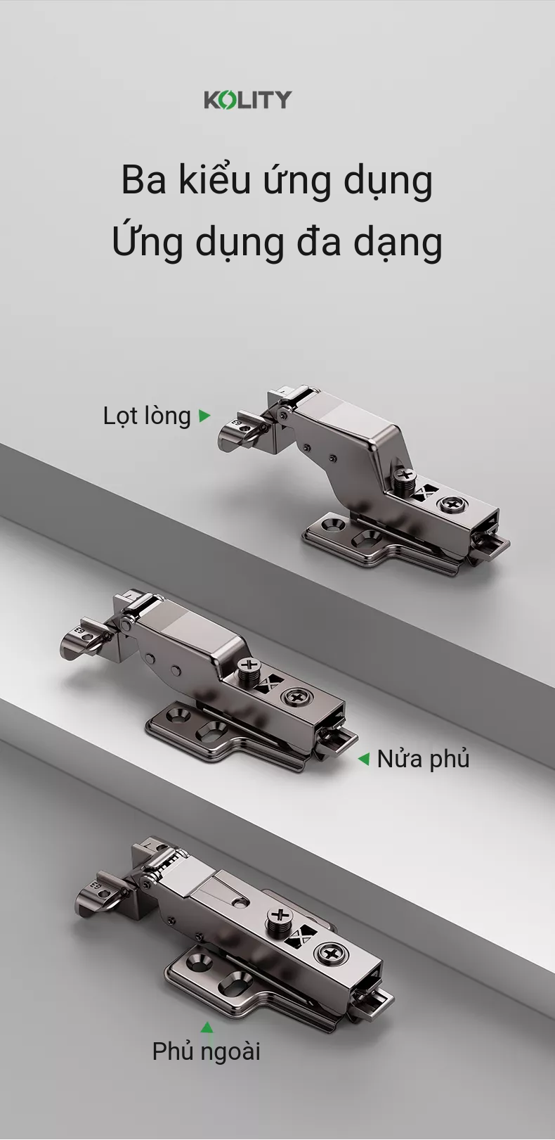 Bản Lề Giảm Chấn K63LK Titanium Cho Khung Nhôm
